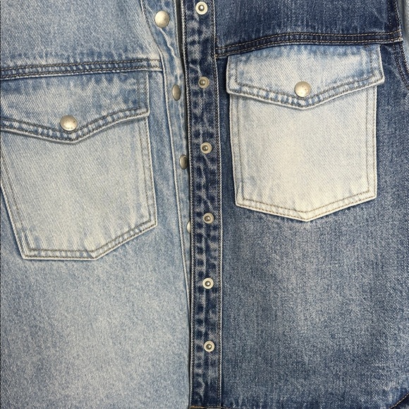 BLANK NYC Two-tone Cropped Denim Jean Jacket Size Large - Picture 9 of 12